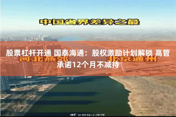 股票杠杆开通 国泰海通：股权激励计划解锁 高管承诺12个月不减持
