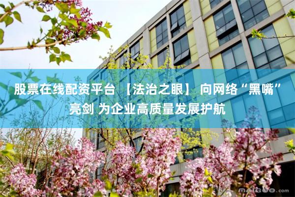 股票在线配资平台 【法治之眼】 向网络“黑嘴”亮剑 为企业高质量发展护航