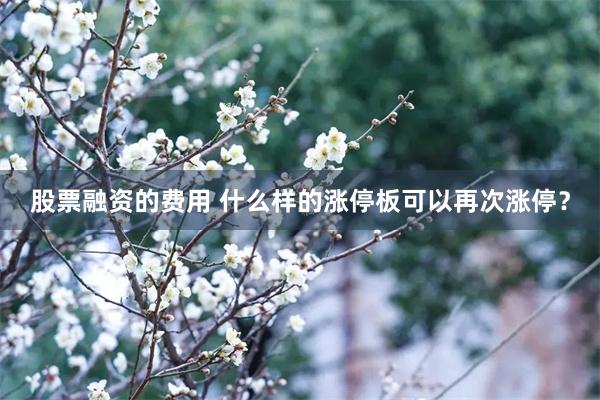 股票融资的费用 什么样的涨停板可以再次涨停？