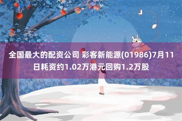 全国最大的配资公司 彩客新能源(01986)7月11日耗资约1.02万港元回购1.2万股