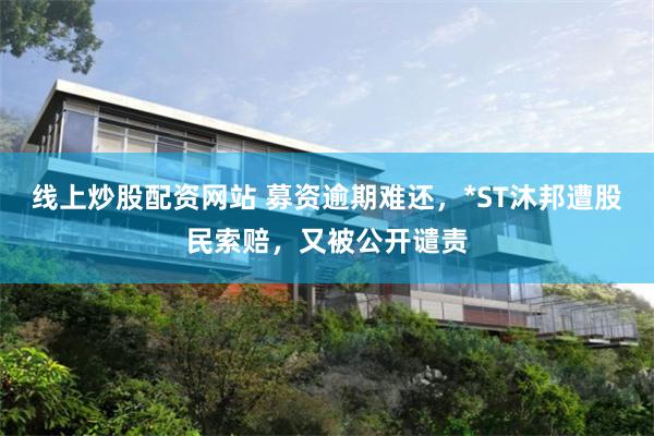线上炒股配资网站 募资逾期难还，*ST沐邦遭股民索赔，又被公开谴责