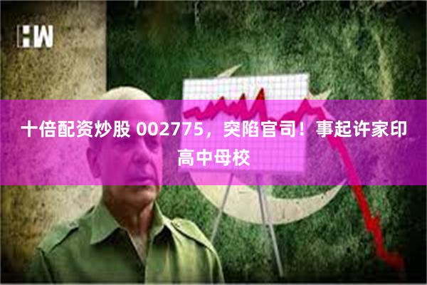 十倍配资炒股 002775，突陷官司！事起许家印高中母校